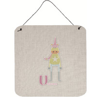 "Caroline's Treasures Alphabet U for Unicorn Metal Print, 6 x 6, Multicolor"