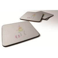 "Caroline's Treasures Alphabet U For Unicorn Foam Coaster Set of 4, 3.5, Multicolor"