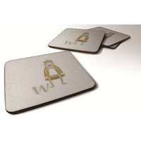 "Caroline's Treasures Alphabet W For Wolf Foam Coaster Set of 4, 3.5, Multicolor"