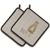 "Caroline's Treasures Alphabet W For Wolf Pair of Pot Holders, 7.5HX7.5W, Multicolor"