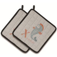 "Caroline's Treasures Alphabet x For Xray Fish Pair of Pot Holders, 7.5HX7.5W, Multicolor"