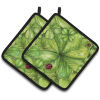 "Caroline's Treasures Shamrocks & lady Bugs Pair of Pot Holders, 7.5HX7.5W, Multicolor"