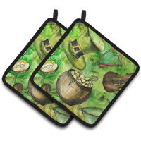 "Caroline's Treasures Luck of the Irish Pair of Pot Holders, 7.5HX7.5W, Multicolor"
