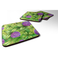"Caroline's Treasures Shamrocks In Bloom Foam Coaster Set of 4, 3.5, Multicolor"