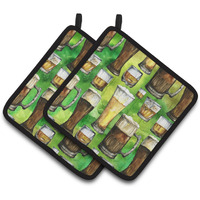 "Caroline's Treasures Irish Beers Pair of Pot Holders, 7.5HX7.5W, Multicolor"