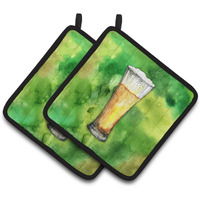 "Caroline's Treasures Irish Beer Tall Pair of Pot Holders, 7.5HX7.5W, Multicolor"