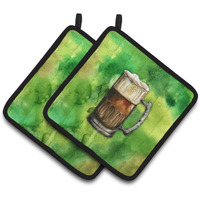 "Caroline's Treasures Irish Beer Mug Pair of Pot Holders, 7.5HX7.5W, Multicolor"