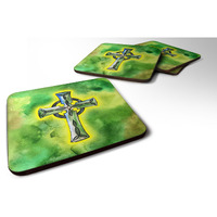"Caroline's Treasures Irish Celtic Cross Foam Coaster Set of 4, 3.5, Multicolor"