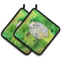 "Caroline's Treasures Irish Sheep Pair of Pot Holders, 7.5HX7.5W, Multicolor"