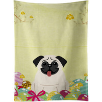 "Caroline's Treasures Easter Eggs Pug Cream Kitchen Towel, Multicolor, 25"" x 15"""