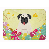 "Caroline's Treasures Easter Eggs Pug Cream Machine Washable Memory Foam Mat doormats, Multicolor"