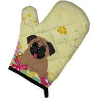 "Caroline's Treasures BB6005OVMT Easter Eggs Pug Brown Oven Mitt, Multicolor, 12"" x 8.5"""