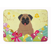 "Caroline's Treasures Easter Eggs Pug Brown Machine Washable Memory Foam Mat doormats, Multicolor"