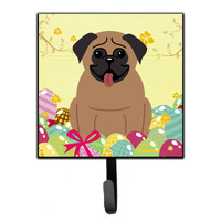 "Caroline's Treasures Easter Eggs Pug Brown Wall Hook, Small, Multicolor"