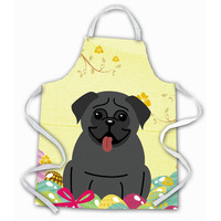"Caroline's Treasures Easter Eggs Pug black Apron, Large, Multicolor"