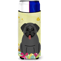 "Caroline's Treasures Easter Eggs Pug black Michelob Ultra Hugger For Slim Cans, Slim Can, Multicolor"