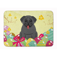 "Caroline's Treasures Easter Eggs Pug Black Machine Washable Memory Foam Mat doormats, Multicolor"