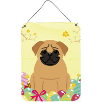 "Caroline's Treasures Easter Eggs Pug Brown Metal Print, 16 x 12, Multicolor"