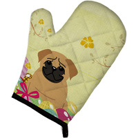 "Caroline's Treasures BB6007OVMT Easter Eggs Pug Brown Oven Mitt, Multicolor, 12"" x 8.5"""