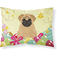 Easter Eggs Pug Brown Fabric Standard Pillowcase