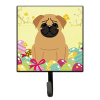 "Caroline's Treasures Easter Eggs Pug Brown Wall Hook, Small, Multicolor"
