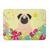 "Caroline's Treasures Easter Eggs Pug Fawn Machine Washable Memory Foam Mat doormats, Multicolor"