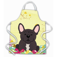 "Caroline's Treasures Easter Eggs French Bulldog Brindle Apron, Large, Multicolor"