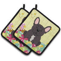 "Caroline's Treasures Easter French Bulldog Brindle Pair of Pot Holders, 7.5HX7.5W, Multicolor"