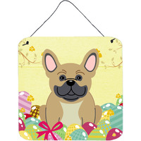 "Caroline's Treasures Easter Eggs French Bulldog Cream Metal Print, 6 x 6, Multicolor"