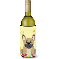 "Caroline's Treasures BB6010LITERK Easter French Bulldog Cream Wine Bottle Beverage Insulator Hugger, 750ml, Multicolor"