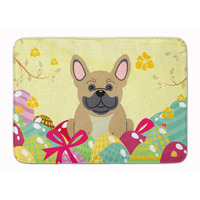 "Caroline's Treasures Easter Eggs French Bulldog Cream Machine Washable Memory Foam Mat doormats, Multicolor"