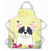 "Caroline's Treasures Easter Eggs French Bulldog Piebald Apron, Large, Multicolor"