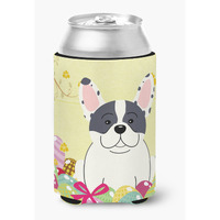 "Caroline's Treasures Easter Eggs French Bulldog Piebald Can or Bottle Hugger, Can Hugger, Multicolor"