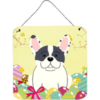 "Caroline's Treasures Easter Eggs French Bulldog Piebald Metal Print, 6 x 6, Multicolor"