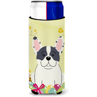 "Caroline's Treasures Easter Eggs French Bulldog Piebald Michelob Ultra Hugger For Slim Cans, Slim Can, Multicolor"