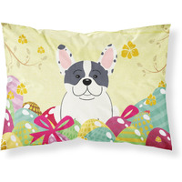 Easter Eggs French Bulldog Piebald Fabric Standard Pillowcase