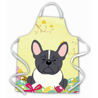 "Caroline's Treasures Easter Eggs French Bulldog black White Apron, Large, Multicolor"