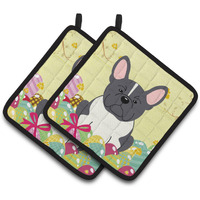 "Caroline's Treasures Easter French Bulldog Pair of Pot Holders, 7.5HX7.5W, Multicolor"