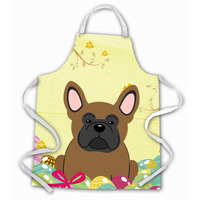 "Caroline's Treasures Easter Eggs French Bulldog Brown Apron, Large, Multicolor"