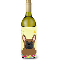 "Caroline's Treasures BB6013LITERK Easter French Bulldog Brown Wine Bottle Beverage Insulator Hugger, 750ml, Multicolor"