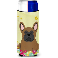 "Caroline's Treasures Easter Eggs French Bulldog Brown Michelob Ultra Hugger For Slim Cans, Slim Can, Multicolor"
