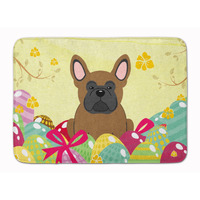 "Caroline's Treasures Easter Eggs French Bulldog Brown Machine Washable Memory Foam Mat doormats, Multicolor"