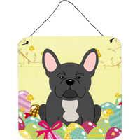 "Caroline's Treasures Easter Eggs French Bulldog Black Metal Print, 6 x 6, Multicolor"