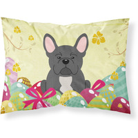 Easter Eggs French Bulldog Black Fabric Standard Pillowcase