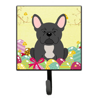 "Caroline's Treasures Easter Eggs French Bulldog Black Wall Hook, Small, Multicolor"
