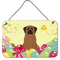 "Caroline's Treasures Easter Eggs Mastiff Brindle Metal Print, 8""H x 12""W, Multicolor"