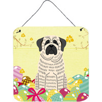 "Caroline's Treasures Easter Eggs Mastiff Brindle White Metal Print, 6 x 6, Multicolor"