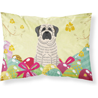 Easter Eggs Mastiff Brindle White Fabric Standard Pillowcase