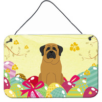 "Caroline's Treasures Easter Eggs Mastiff Metal Print, 8"" H x 12"" W"