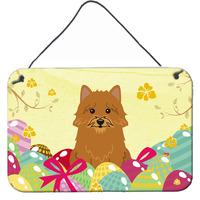 "Caroline's Treasures Easter Eggs Norwich Terrier Metal Print, 8""H x 12""W, Multicolor"
